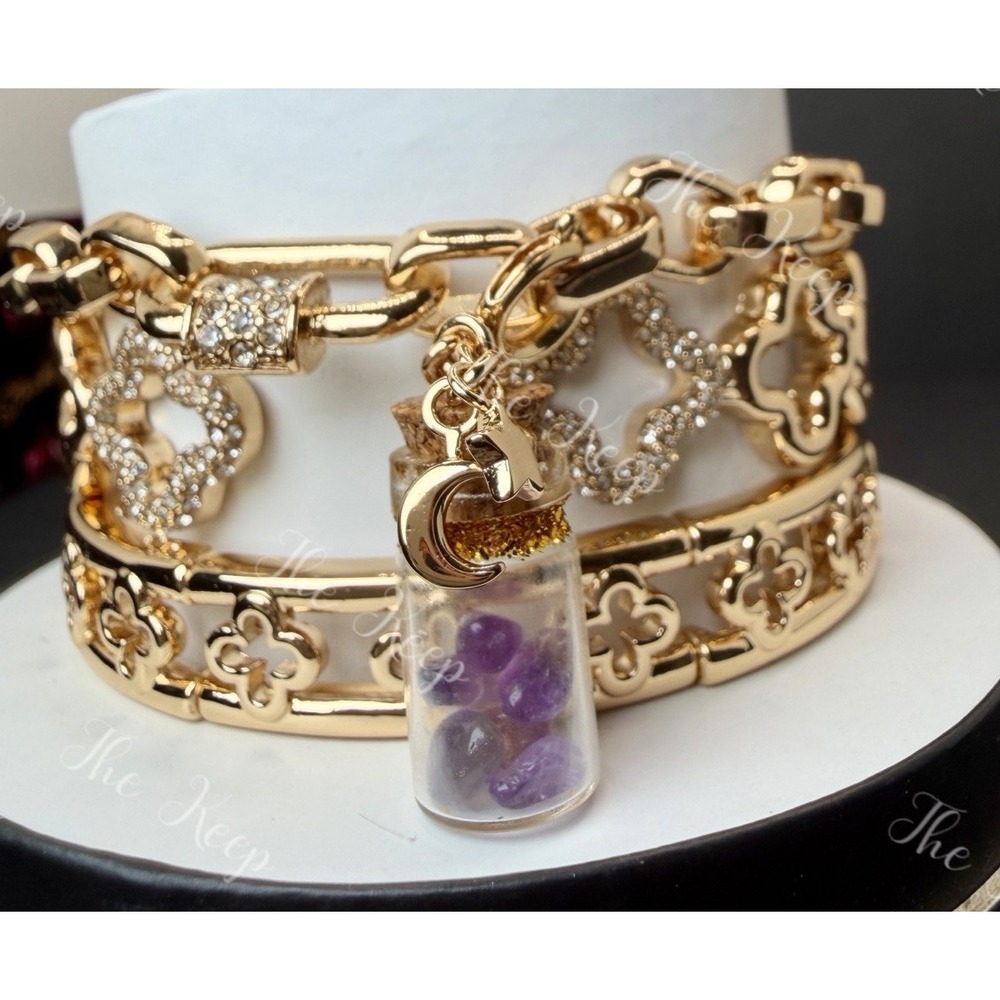 Bomb Party Halloween 2024 Stack ST93284 Magical Moments Gold Amethyst Bracelet